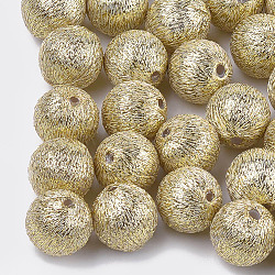 Polyester Thread Fabric Covered Beads, with ABS Plastic Inside, Round, Light Khaki, 18x19mm, Hole: 2mm(WOVE-T009-18mm-01)