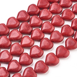 Synthetic Howlite Beads, Dyed, Heart, Red, 17x18x9mm, Hole: 1mm(X-TURQ-17X18-118)