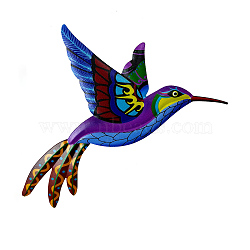 Wrought Iron Hummingbird Pendant Decoration, Art Craft Home Wall Decor, Colorful, 220x260x5mm(PW-WGE2827-02)