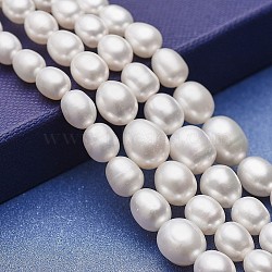 Natural Cultured Freshwater Pearl Graduated Beads Strands, Grade AAA, Potato, White, 5~11.5x4~9mm, Hole: 0.5mm, about 61~62pcs/strand, 15.94~16.14 inch(40.5~41cm)(PEAR-P060-05A-01)