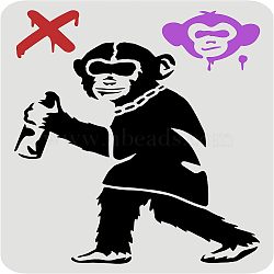 Large Plastic Reusable Drawing Painting Stencils Templates, for Painting on Scrapbook Fabric Tiles Floor Furniture Wood, Rectangle, Monkey Pattern, 297x210mm(DIY-WH0202-467)