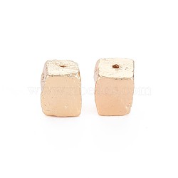 Brass Beads, Nickel Free, Cuboid, Real 18K Gold Plated, 13x10x10.5mm, Hole: 1.6mm(KK-S364-114)