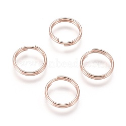 304 Stainless Steel Split Rings, Double Loops Jump Rings, Rose Gold, 12x2mm, Inner Diameter: 10mm, Single Wire: 1mm(X-STAS-P223-22RG-07)