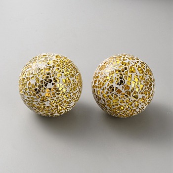 Glass Mosaic Foam Ball Christmas Decorations, Gold, 79~80mm