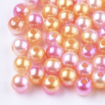 Acrylic Imitation Pearl Beads, Round, Hot Pink, 8mm, Hole: 1.2~2mm, about 1800pcs/500g