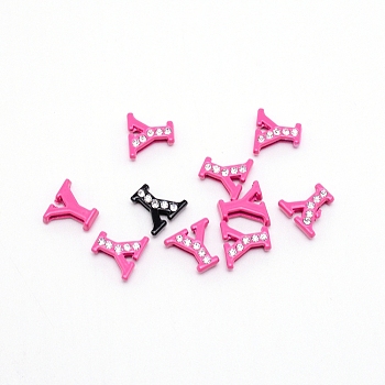 Rhinestone Slide Letter Charms, Alloy Intial Letter Beads, Spray Painted, Letter.Y, Y: 11.5x12x4.5mm, Hole: 1.5x8mm