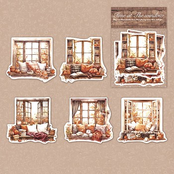 10Pcs 5 Styles Paper Flower Window Decorative Stickers, for DIY Scrapbooking, Travel Diary Craft, Chocolate, 100x100mm, 2pcs/style