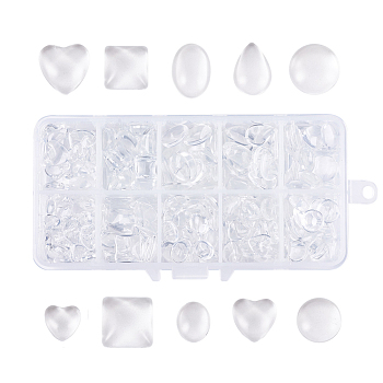 Transparent Glass Cabochons, Mixed Shapes, Clear, 13.5x7x3cm