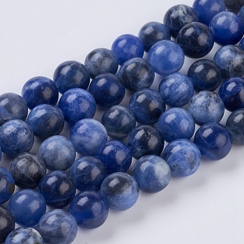 Natural Sodalite Beads Strands, Round, 6mm, Hole: 1mm, about 32pcs/strand, 7.6 inch