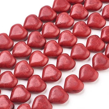 Synthetic Howlite Beads, Dyed, Heart, Red, 17x18x9mm, Hole: 1mm