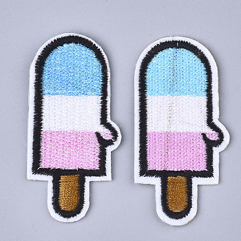 Computerized Embroidery Cloth Iron On Patches, Costume Accessories, Appliques, Ice-lolly, Colorful, 58x29x1mm