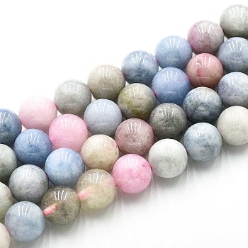Natural Quartz Beads Strands, Dyed, Round, Imitation Morganite, Mixed Color, 10~10.5mm, Hole: 1~1.2mm, about 37~38pcs/strand, 14.76~15.16 inch(37.5~38.5cm)