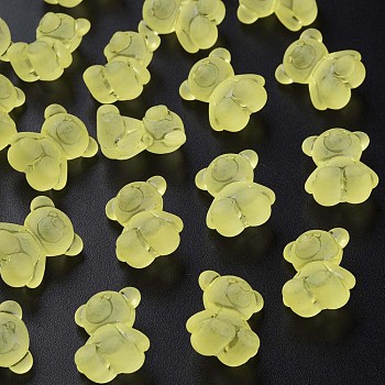 Transparent Acrylic Beads, Frosted, Bear, Yellow, 18.5x15.5x11mm, Hole: 2.5mm, about 330pcs/500g