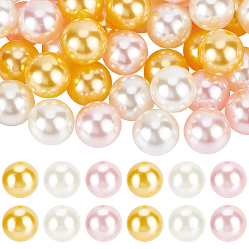 Elite 1 Set Custom Resin Imitation Pearl Beads, Round, Mixed Color, 20mm, Hole: 2.6mm, 20pcs/color, 3 colors, 60pcs/set