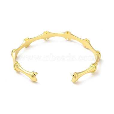 Bracelet manchette ouvert en forme de bambou avec zircone cubique transparente(BJEW-M231-11G)-3