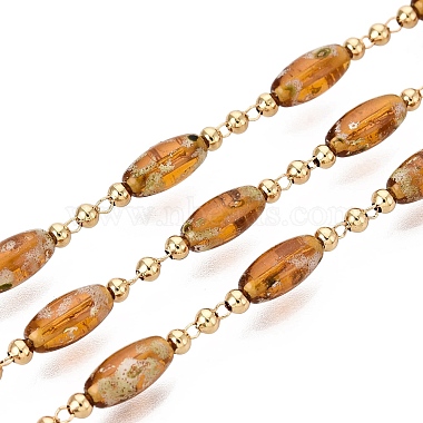 Handmade Brass & Glass Beaded Link Chains(CHC-Q021-04C-G)-1