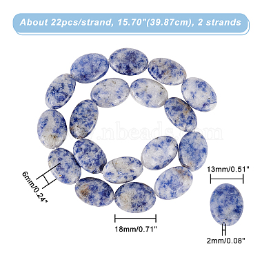 nbeads 2 brins de perles ovales plates en jaspe à taches bleues naturelles(G-NB0003-78)-2