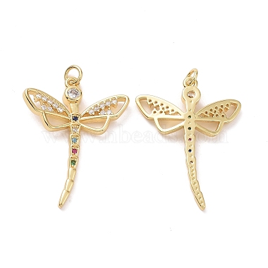 Real 18K Gold Plated Colorful Dragonfly Brass+Cubic Zirconia Pendants