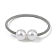 304 Stainless Steel & Plastic Round Bead Bangles(BJEW-M042-05P)-1