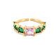 Glass Rectangle Open Cuff Ring(RJEW-S049-016G)-1