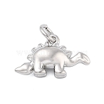 Brass Pendants, Dinosaur Charms, Rack Plating, Lead Free & Cadmium Free, Long-Lasting Plated, with Jump Ring, Platinum, 9x15.5x4.5mm, Hole: 3.4mm(KK-H206-07P)