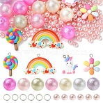 DIY Jewelry Making Kits, including Acrylic Beads, Resin Pendants, Iron Open Jump Rings, Mixed Color, 6x5.5mm, Hole: 1.5~2mm, 200pcs(DIY-YW0010-81)