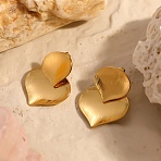 304 Stainless Steel Stud Earrings, Double Heart, Golden, 35x28mm(SA-CBAF756-01G)