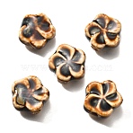 Handmade Porcelain Beads, Flower, Black, 14.5x15x6.5mm, Hole: 2mm(PORC-H013-02-02)