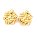 Brass Stud Earrings for Women, Lead Free & Cadmium Free, Flower, Real 18K Gold Plated, 30.5x26mm(EJEW-U015-05G)