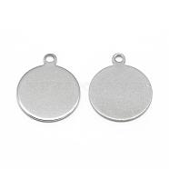 201 Stainless Steel Charms, Flat Round, Stainless Steel Color, 12.5x10x1mm, Hole: 1mm(STAS-Q213-03-10mm)