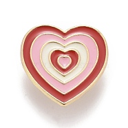 Heart Enamel Pin, Creative Alloy Badge for Backpack Clothes, Golden, Red, 24x23x1.5mm(JEWB-E014-01G-01)