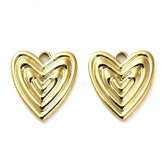 304 Stainless Steel Pendants, Heart Charm, Real 14K Gold Plated, 19x17.5x3mm, Hole: 2.5x2.3mm(STAS-L022-108G-04)