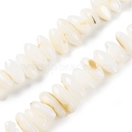 Natural Anomaly Freshwater Shell Beads Strands, Oval, Floral White, 2~4x6.5~8x3~4mm, Hole: 0.7mm, about 113~117pcs/strand, 14.76~15.04''(37.5~38.2cm)(BSHE-S304-05C)