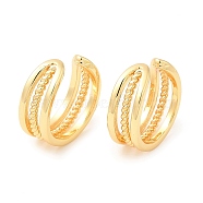 Brass Cuff Earrings, Split Earrings for Non Piercing, Long-Lasting Plated, Lead Free & Cadmium Free, Real 18K Gold Plated, 14x14.5x5.5mm(EJEW-K251-03G)