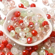 Glass Beads, Faceted, Rondelle, Red, 10x8mm, Hole: 1mm, about 67pcs/60g(EGLA-A034-SM10mm-57)