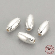 925 Sterling Silver Beads, Rice, Silver, 6x3mm, Hole: 0.5mm(X-STER-S002-08)