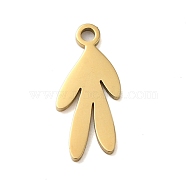 304 Stainless Steel Charms, Laser Cut, Real 18K Gold Plated, Leaf, 15x7x1mm, Hole: 1mm(STAS-S123-01G-07)