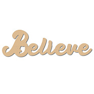 Laser Cut Unfinished Basswood Wall Decoration, for Kids Painting Craft, Home Decoration, Word Believe, Word, 9x30x0.5cm(WOOD-WH0113-105)