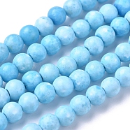 Assembled Synthetic Hemimorphite and Larimar Beads Strands, Dyed, Round, 4mm, Hole: 0.8mm, about 105 pcs/Strand, 16.34 inch(41.5 cm)(G-D0006-C01-4mm)