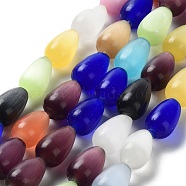 Cat Eye Glass Bead Strands, teardrop, Mixed Color, 12x8mm, Hole: 1mm(CE-R010-05)