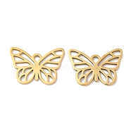 201 Stainless Steel Pendants, Hollow, Butterfly Charm, Golden, 13x18.5x1mm, Hole: 1.6mm(STAS-A084-05G)