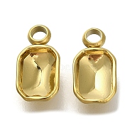 Ion Plating(IP) 304 Stainless Steel Pendant Cabochon Settings, Rectangle, Real 18K Gold Plated, Tray: 6x4mm, 10x5.5x2mm, Hole: 1.4mm(STAS-I310-26G)