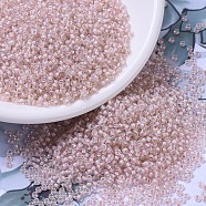 MIYUKI Round Rocailles Beads, Japanese Seed Beads, 11/0, (RR215) Blush Lined Crystal, 11/0, 2x1.3mm, Hole: 0.8mm, about 50000pcs/pound(SEED-G007-RR0215)