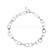 Tibetan Style Alloy Handcuff with Freedom Link Chain Necklaces for Men Women, Antique Silver & Stainless Steel Color, 17.91 inch(45.5cm)(NJEW-JN04279)