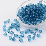 Transparent Acrylic Beads, Faceted, Round, Dodger Blue, 8mm, Hole: 1.5mm, about 1800pcs/500g(DB8mmC-43)