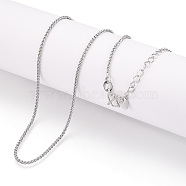 Brass Wheat Chain Necklaces, with M Clasps, Real Platinum Plated, 17.80x0.06 inch(45.2x0.15cm)(NJEW-N054-08P)