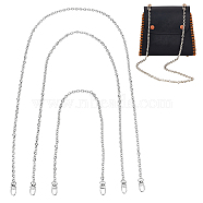 WADORN 3Pcs 3 Style Iron Cable Chain Bag Shoulder Straps, with Alloy Swivel Clasp, for Bag Replacement Accessories, Platinum, 60.5~120cm, 1pc/style(FIND-WR0007-94P)