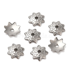 Non-Tarnish 304 Stainless Steel Bead Cap, Multi-Petal Flower, Stainless Steel Color, 7x7x1.5mm, Hole: 1.2mm(STAS-R123-05P)