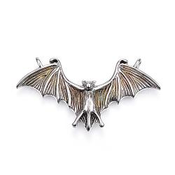316 Surgical Stainless Steel Pendants, Bat, Antique Silver, 24.5x46x5.5mm, Hole: 2mm(STAS-H365-13)