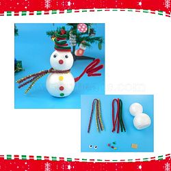 DIY Christmas Snowman Crafts, Including Picture, Chenille Sticks, Craft Eye, Iron Button Pin, Paper Stick, Foam Model, Red, 111x66mm(DIY-I045-01)